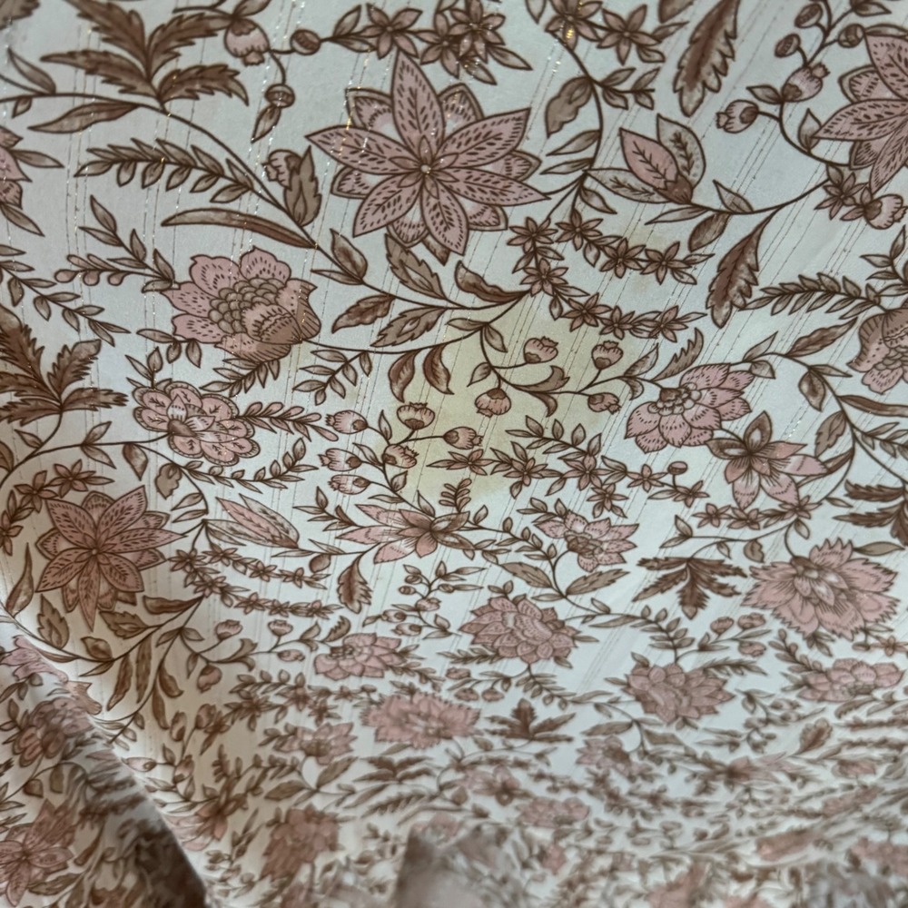 Lovestitch Floral Metallic Lurex Maxi Dress Rose Taupe Boho Tassel L Large - Picture 4 of 6